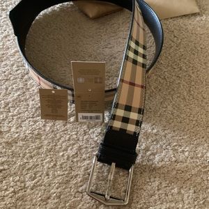 Mens Burberry Belt with silver buckle
